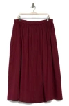 Renee C Flared Midi Skirt In Burgundy