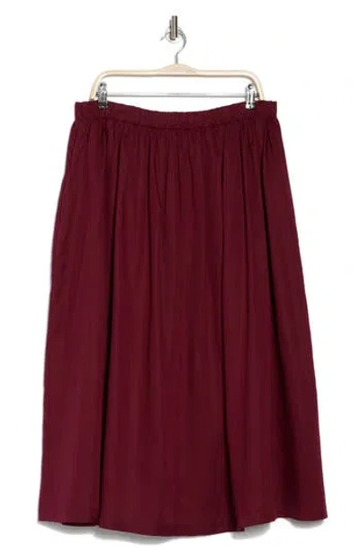 Renee C Flared Midi Skirt In Burgundy