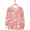 Renee C Floral Balloon Sleeve Top In Pink