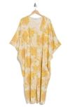 Renee C Women's Floral Midi Caftan Dress In Yellow/beige