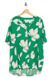 Renee C Floral Camp Shirt In Green