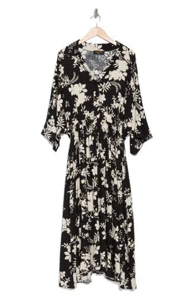 Renee C Floral Collared Jacquard Dress In Black