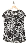 Renee C Floral Cowl Neck Top In Blue