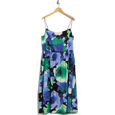 Renee C Floral Fit & Flare Sundress In Blue