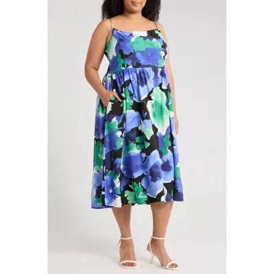 Renee C Floral Fit & Flare Sundress In Gold