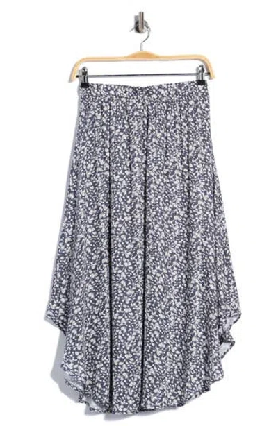 Renee C Floral Handkerchief Hem Midi Skirt In Purple