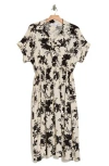 Renee C Floral Jacquard Collared Dress In White/black