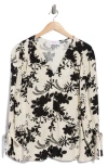 Renee C Floral Long Sleeve Top In Multi