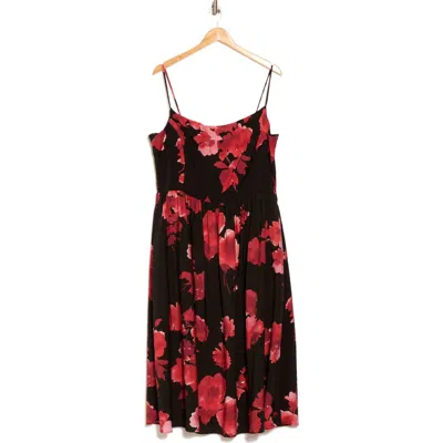 Renee C Floral Midi Dress In Black