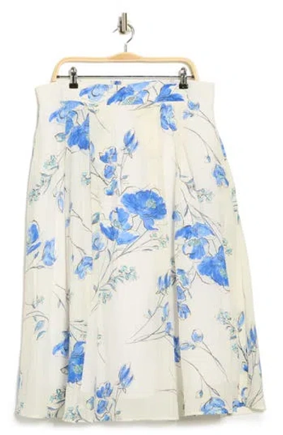 Renee C Floral Midi Skirt In Blue
