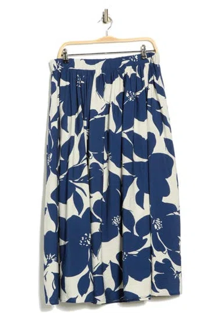 Renee C Floral Midi Skirt In Blue