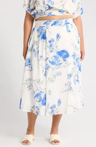 Renee C Floral Midi Skirt In White