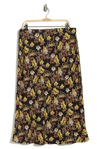 Renee C Floral Midi Skirt In Black