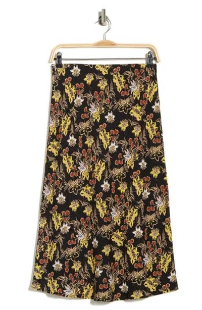 Renee C Floral Midi Skirt In Black