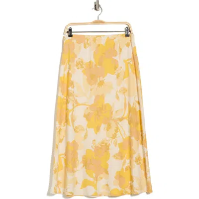Renee C Floral Midi Skirt In Yellow