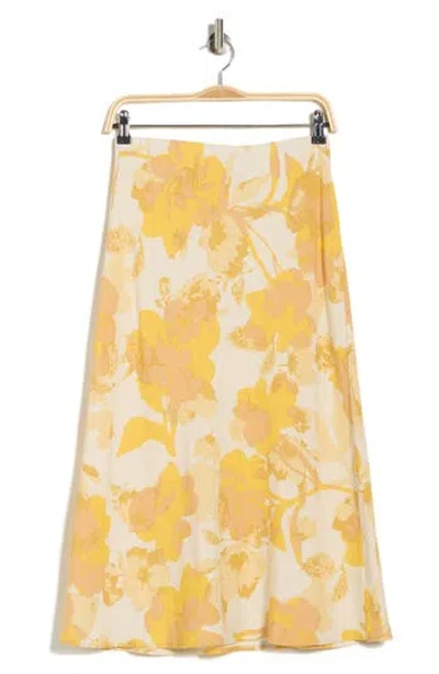 Renee C Floral Midi Skirt In Yellow