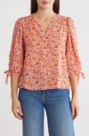Renee C Floral Puff Sleeve Blouse In Pink