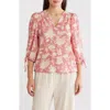 Renee C Floral Balloon Sleeve Top In Pink