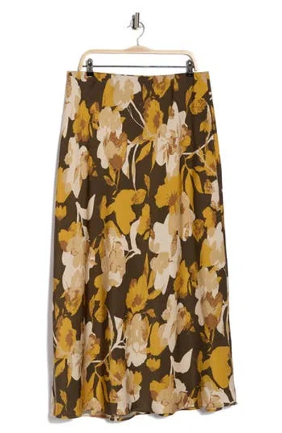 Renee C Floral Satin Maxi Skirt In Multi