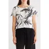Renee C Floral Short Sleeve High-low Top In Ivory