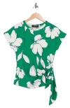 Renee C Floral Short Sleeve Knotted Side Top
