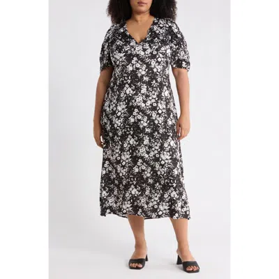 Renee C Floral Short Sleeve Maxi Dress In Multi