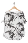 Renee C Floral Short Sleeve Top In Ivory