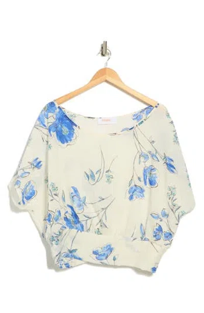 Renee C Floral Smocked Top In Neutral