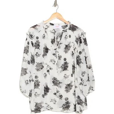 Renee C Floral Split Neck Top