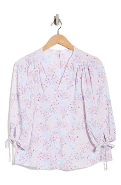 Renee C Floral Tie Cuff Top In Pink