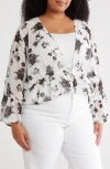 Renee C Floral Tie Front Top In White