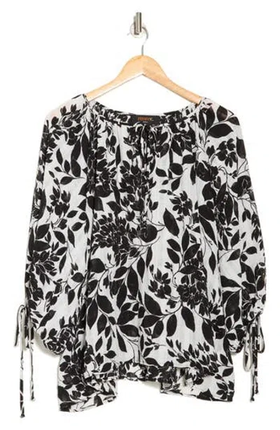 Renee C Floral Tie Sleeve Top