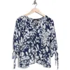 Renee C Floral Tie Sleeve Top In Multi
