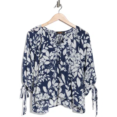 Renee C Floral Tie Sleeve Top In Multi