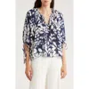 Renee C Floral Tie Sleeve Top In Multi