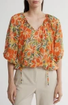 Renee C Floral Top In Orange