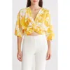 Renee C Women's Floral Twist Crop Top In Yellow
