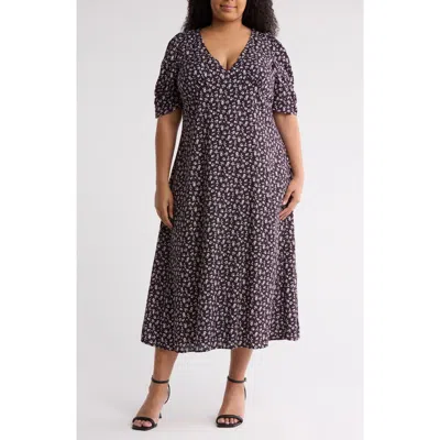 Renee C Floral V-neck Midi Dress