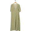 Renee C Floral V-neck Midi Dress In Green