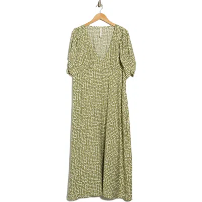 Renee C Floral V-neck Midi Dress In Green