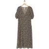 Renee C Floral V-neck Midi Dress In Brown