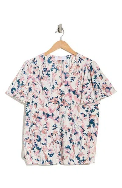 Renee C Flutter Sleeve Top In Multi