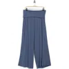 Renee C Foldover Jersey Wide Leg Pants In Blue
