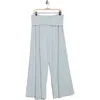 Renee C Foldover Knit Wide Leg Pants In Blue
