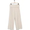 Renee C Foldover Knit Wide Leg Pants In Neutral