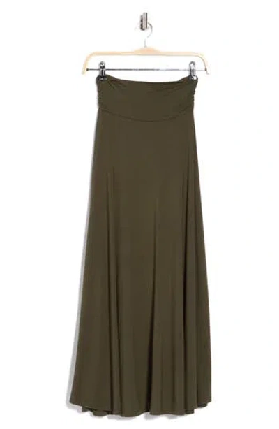 Renee C Foldover Waist Midi Skirt In Green