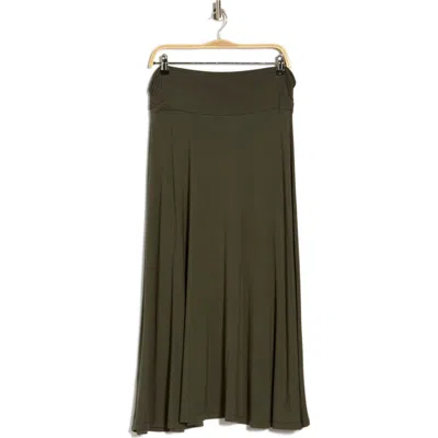 Renee C Foldover Waist Midi Skirt In Green