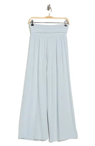 Renee C Foldover Waist Wide Leg Pants In Blue