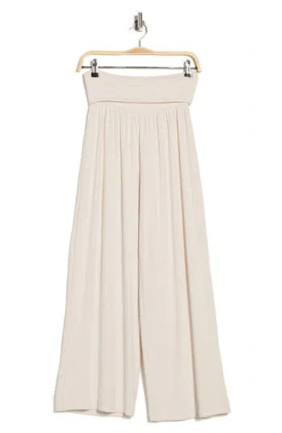 Renee C Foldover Waist Wide Leg Pants In Neutral
