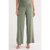 Renee C Folover Waist Jersey Pants In Green
